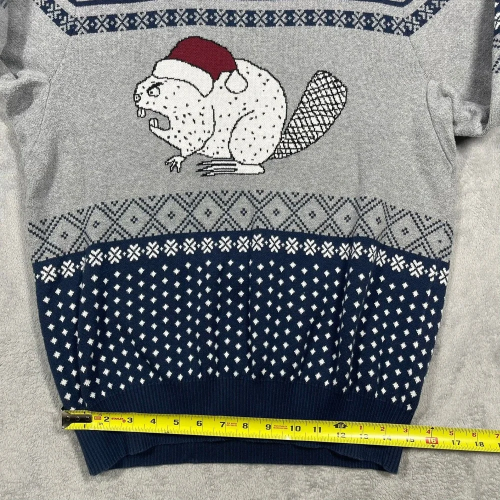 Duluth Trading Ugly Christmas Sweater Mens S Angry Beaver Santa Fair Isle Read